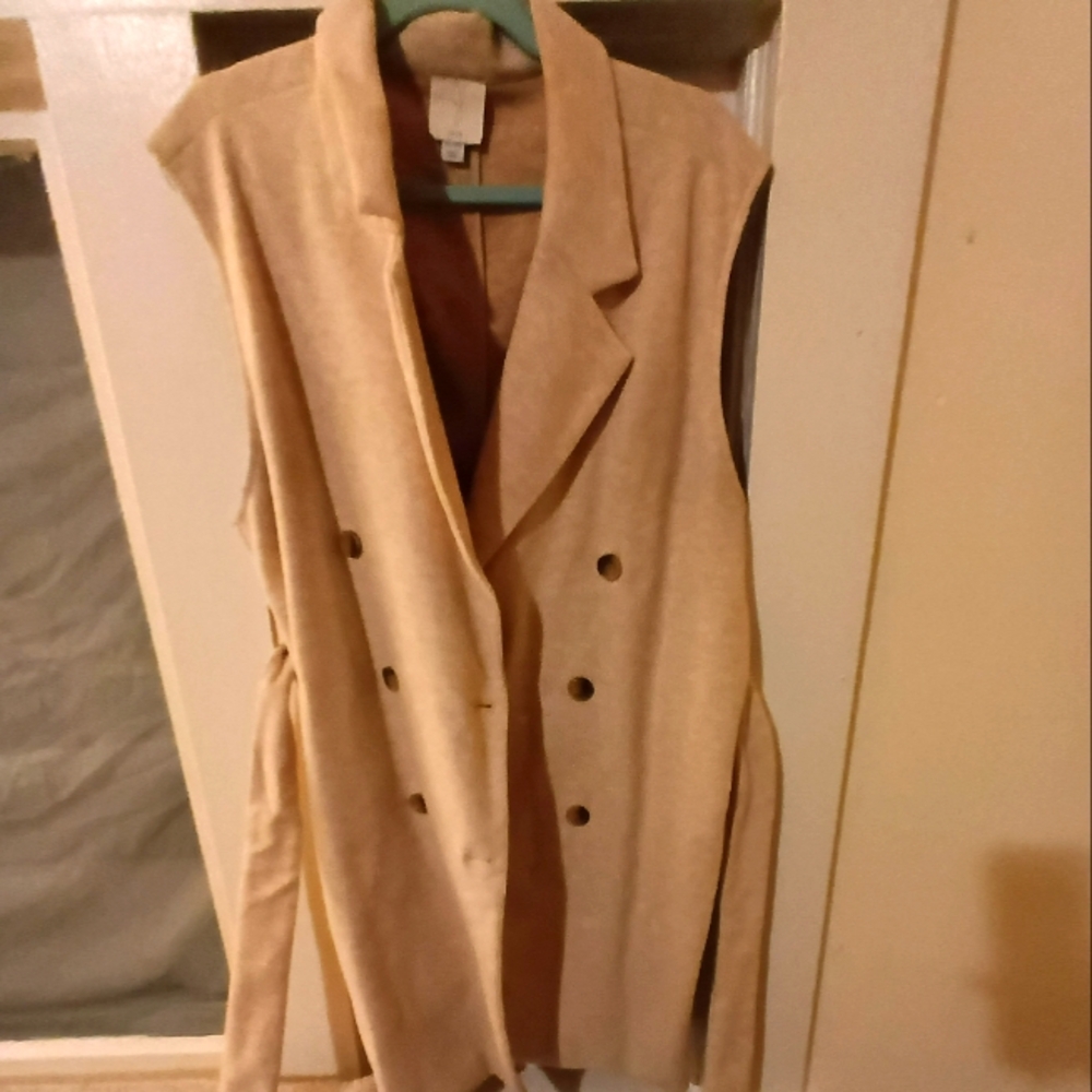 Sleeveless Beige Women's Coat